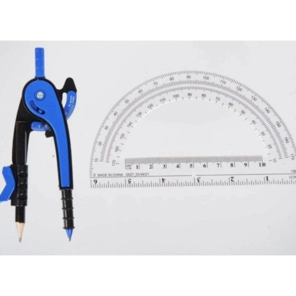 Pen+Gear Plastic Compass and Protractor Set Blue